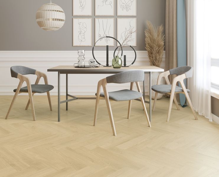 Виниловый пол Ceramin Nuva Herringbone Glue 65201 Cotton Oak Beige 65201 &mdash; изображение товара