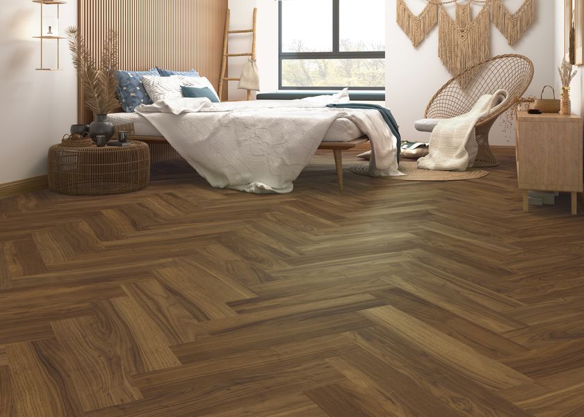 Виниловый пол Ceramin Nuva Herringbone Glue 65204 Walnut Red Brown 65204 &mdash; изображение товара
