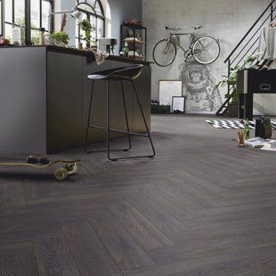 Ламінат Kronotex Herringbone 6010 Дуб Ельба Чорний D6010 &mdash; зображення товару