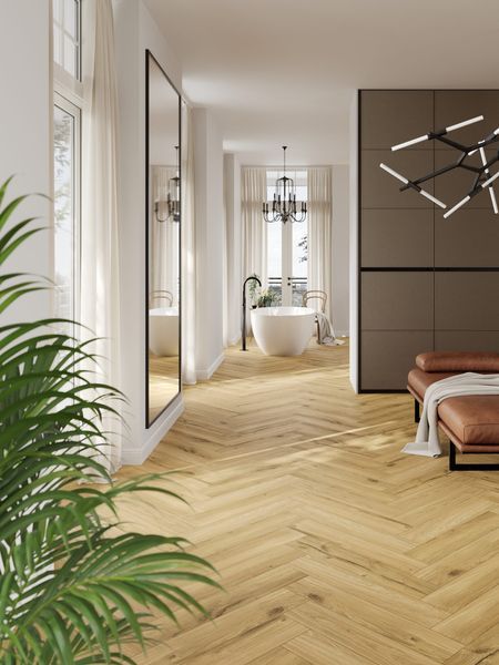 Виниловый пол SPC Falquon The Floor Herringbone P7001 Дуб Медовый P7001HB &mdash; изображение товара