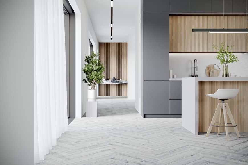 Виниловый пол Falquon The Floor Herringbone P1007 Ice Oak P1007H &mdash; изображение товара